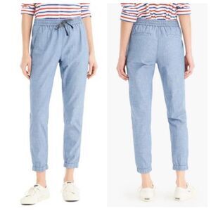 J.Crew Point Sur Chambray Jogger Pants‎ Drawstring Elastic Waist Cotton Size 14